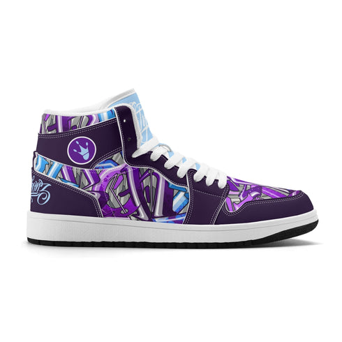 Metari 6T7 High Top Snekonz – Purple Wildstyle | Hip - Hop Streetwear Kicks - Stykonz Graffiti Streetwear
