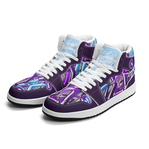 Metari 6T7 High Top Snekonz – Purple Wildstyle | Hip - Hop Streetwear Kicks - Stykonz Graffiti Streetwear