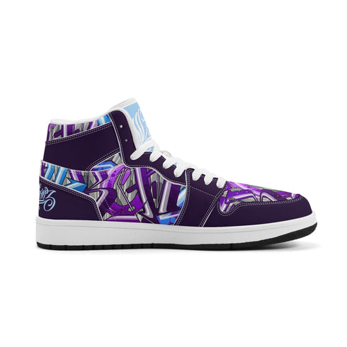 Metari 6T7 High Top Snekonz – Purple Wildstyle | Hip - Hop Streetwear Kicks - Stykonz Graffiti Streetwear
