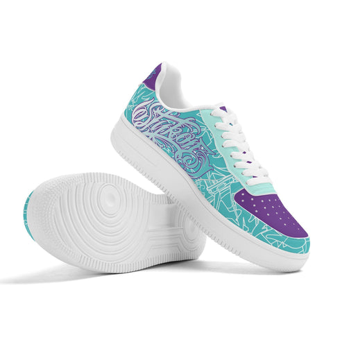 Metari 8T6 Low Top Snekonz feat Turquoise Mix Script | Hip - Hop Streetwear Sneakers - Stykonz Graffiti Streetwear