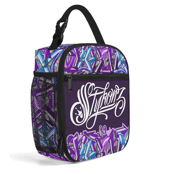 Teacher Creative Student Professional Insulated Lunch Box feat Purple Wildstyle Graffiti - Stykonz Graffiti Streetwear