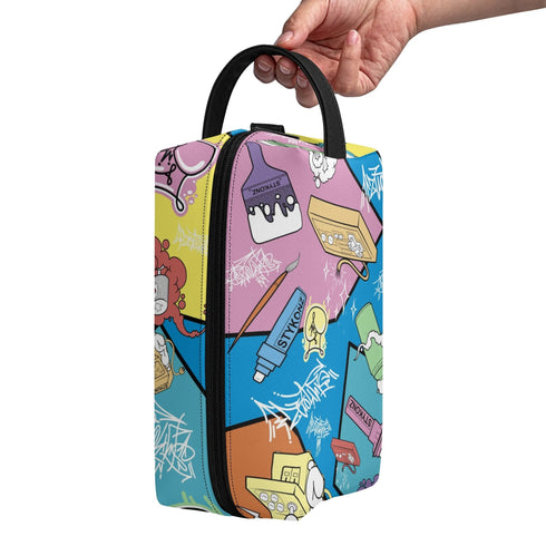 Travel Bag Toiletry Bag Makeup Bag feat 90s Elements | Hip - Hop Streetwear Bag - Stykonz Graffiti Streetwear