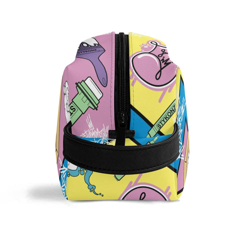 Travel Bag Toiletry Bag Makeup Bag feat 90s Elements | Hip - Hop Streetwear Bag - Stykonz Graffiti Streetwear
