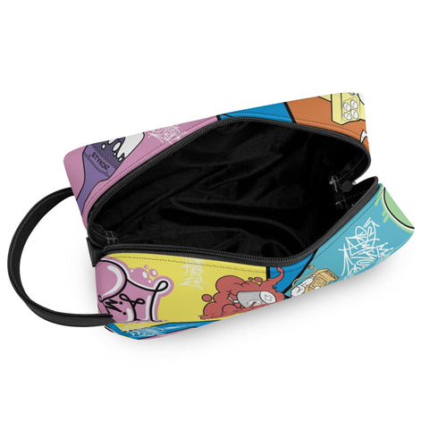 Travel Bag Toiletry Bag Makeup Bag feat 90s Elements | Hip - Hop Streetwear Bag - Stykonz Graffiti Streetwear