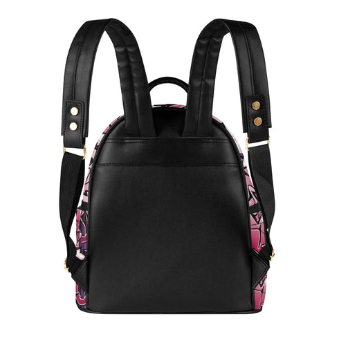 Trendy Midi PU Leather Backpack Black Cherry Graffiti - Stykonz Graffiti Streetwear