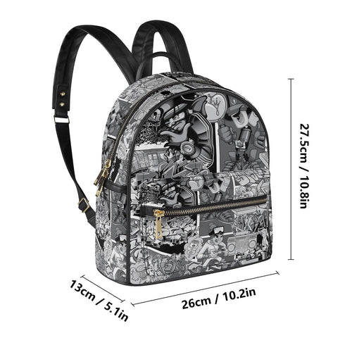 Trendy Midi PU Leather Backpack feat BW Comic Stykonz Graffiti - Stykonz Graffiti Streetwear