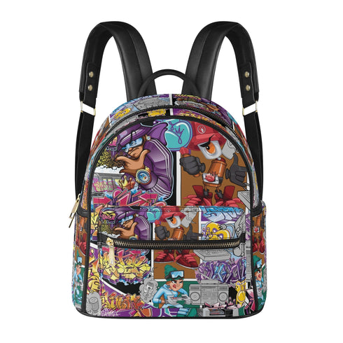 Trendy Midi PU Leather Backpack feat Comic Stykonz 1 Graffiti - Stykonz Graffiti Streetwear