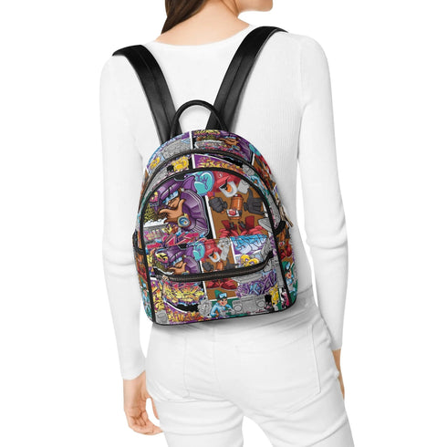 Trendy Midi PU Leather Backpack feat Comic Stykonz 1 Graffiti - Stykonz Graffiti Streetwear