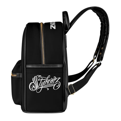 Trendy Midi PU Leather Backpack feat Scriptkonz Stykonz Graffiti BW - Stykonz Graffiti Streetwear