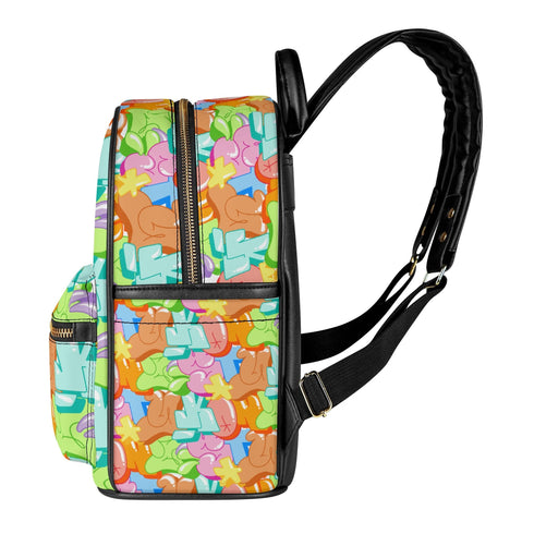 Trendy Midi PU Leather Backpack feat Stykonz Candy Graffiti - Stykonz Graffiti Streetwear