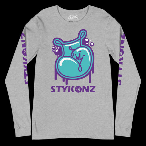 Men's Graffiti Long Sleeve Tee Turquoise S-Kingz 2Line Throwup | Hip-Hop Streetwear Tee