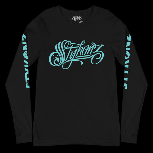 Men's Graffiti Long Sleeve Tee Turquoise Scriptkonz | Hip-Hop Streetwear Tee