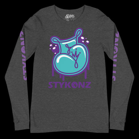 Men's Graffiti Long Sleeve Tee Turquoise S-Kingz 2Line Throwup | Hip-Hop Streetwear Tee