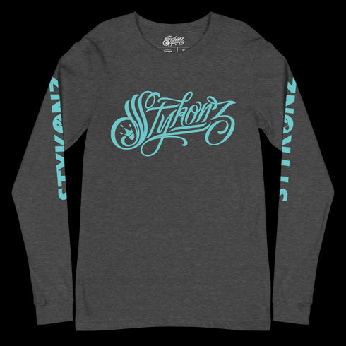 Men's Graffiti Long Sleeve Tee Turquoise Scriptkonz | Hip-Hop Streetwear Tee