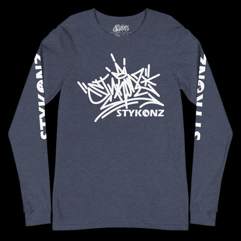 Men's Graffiti Long Sleeve Tee White Stykonz Tag | Hip-Hop Streetwear Tee