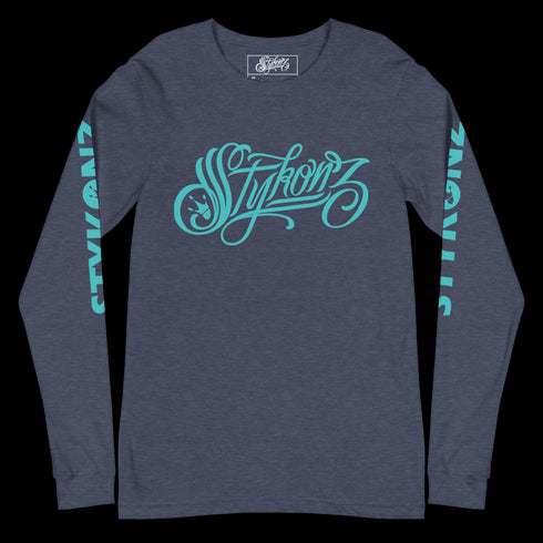 Men's Graffiti Long Sleeve Tee Turquoise Scriptkonz | Hip-Hop Streetwear Tee