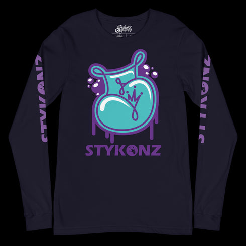 Men's Graffiti Long Sleeve Tee Turquoise S-Kingz 2Line Throwup | Hip-Hop Streetwear Tee