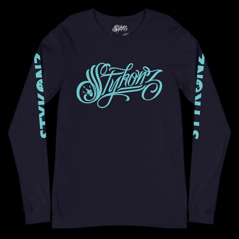 Men's Graffiti Long Sleeve Tee Turquoise Scriptkonz | Hip-Hop Streetwear Tee