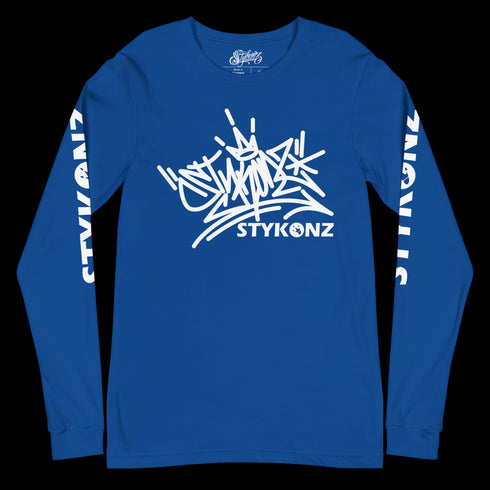 Men's Graffiti Long Sleeve Tee White Stykonz Tag | Hip-Hop Streetwear Tee