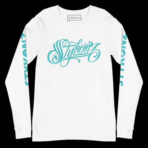 Men's Graffiti Long Sleeve Tee Turquoise Scriptkonz | Hip-Hop Streetwear Tee