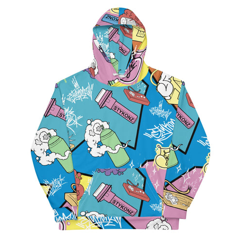 Women’s Graffiti AOP Hoodie – 90’s Elements Throw Ups and Tags | Hip - Hop Streetwear Hoodie - Stykonz Graffiti Streetwear