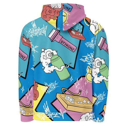 Women’s Graffiti AOP Hoodie – 90’s Elements Throw Ups and Tags | Hip - Hop Streetwear Hoodie - Stykonz Graffiti Streetwear