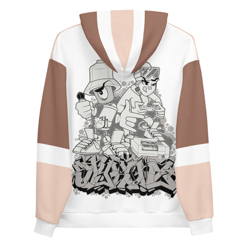 Women’s Graffiti AOP Hoodie – Chocolate Chromium NY Wildstyle feat El - Cappy & Buttonz | Hip - Hop Streetwear Hoodie - Stykonz Graffiti Streetwear