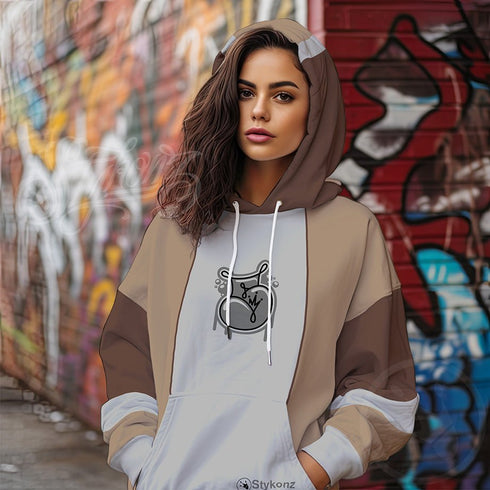 Women’s Graffiti AOP Hoodie – Chocolate Chromium NY Wildstyle feat El - Cappy & Buttonz | Hip - Hop Streetwear Hoodie - Stykonz Graffiti Streetwear