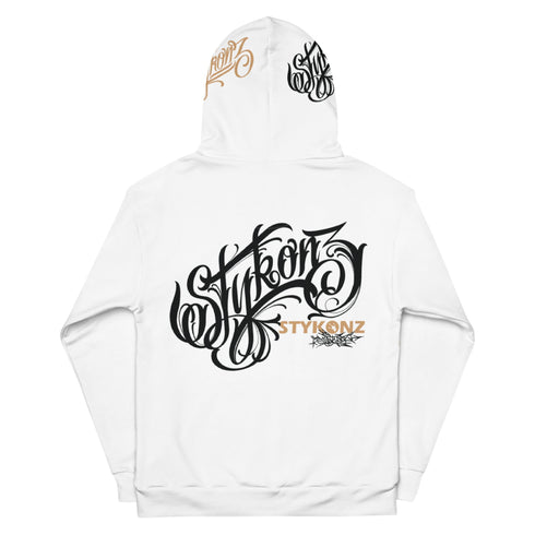 Women’s Graffiti AOP Hoodie – Gold & Black All Out Scriptkonz Tagz | Hip - Hop Streetwear Hoodie - Stykonz Graffiti Streetwear