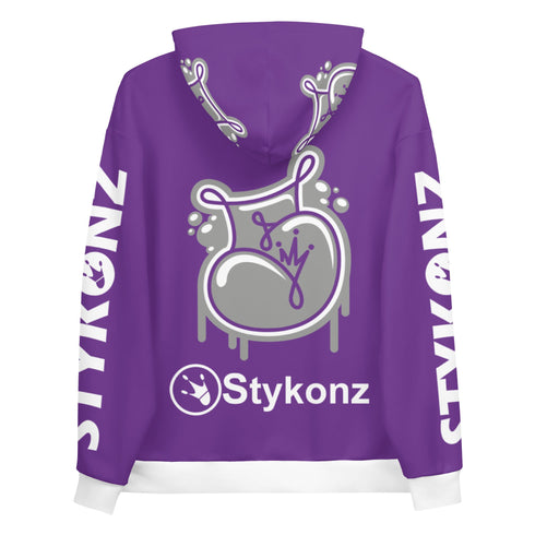 Women’s Graffiti AOP Hoodie – Purple Scriptkonz | Hip - Hop Streetwear Hoodie - Stykonz Graffiti Streetwear