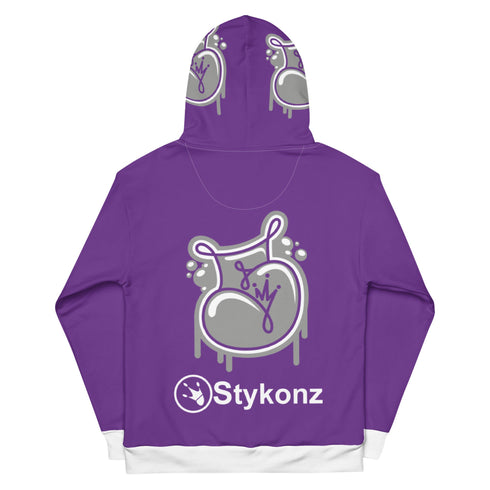 Women’s Graffiti AOP Hoodie – Purple Scriptkonz | Hip - Hop Streetwear Hoodie - Stykonz Graffiti Streetwear