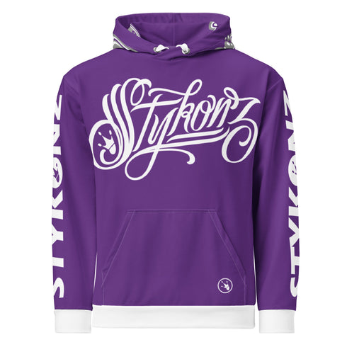 Women’s Graffiti AOP Hoodie – Purple Scriptkonz | Hip - Hop Streetwear Hoodie - Stykonz Graffiti Streetwear