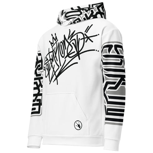 Women’s Graffiti AOP Hoodie – Stykonz BW Style - Master Tag | Hip - Hop Streetwear Hoodie - Stykonz Graffiti Streetwear