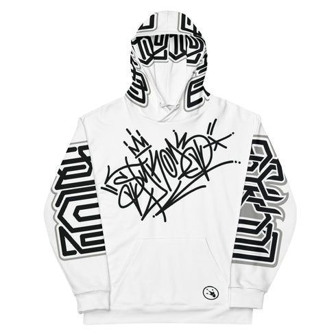 Women’s Graffiti AOP Hoodie – Stykonz BW Style - Master Tag | Hip - Hop Streetwear Hoodie - Stykonz Graffiti Streetwear