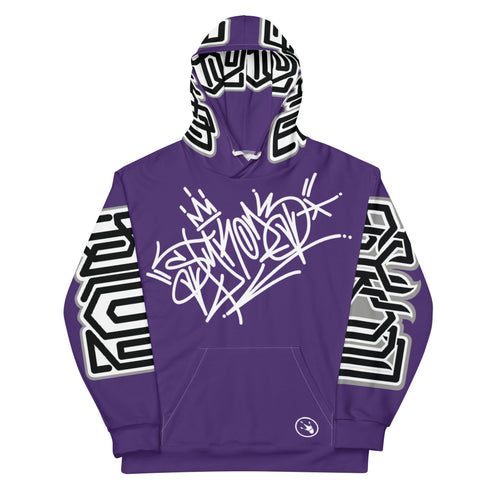 Women’s Graffiti AOP Hoodie – Stykonz Purple Style Master Tag | Hip - Hop Streetwear Hoodie - Stykonz Graffiti Streetwear