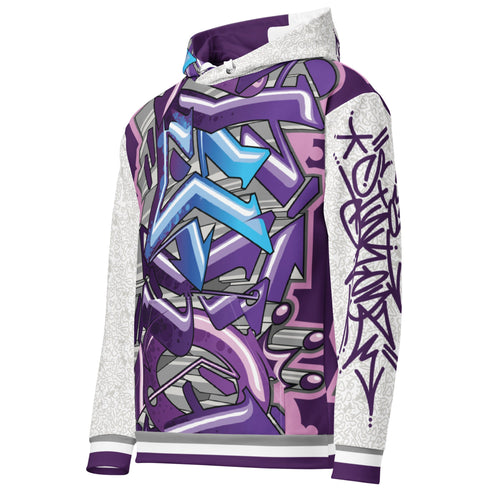 Women’s Graffiti AOP Hoodie – Stykonz Purple Wildstyle | Hip - Hop Streetwear Hoodie - Stykonz Graffiti Streetwear