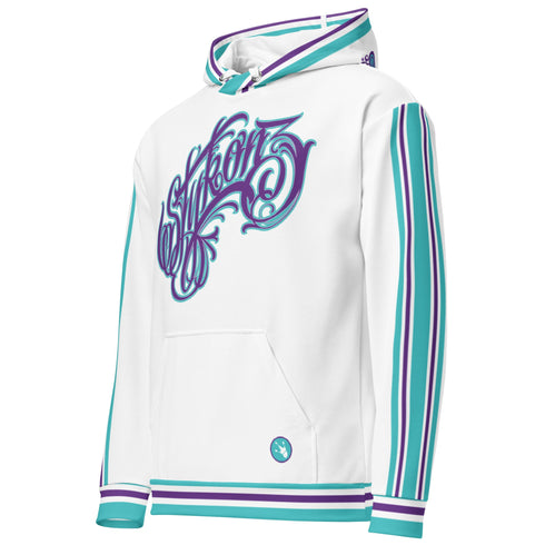 Women’s Graffiti AOP Hoodie – Stykonz Turquoise Script | Hip - Hop Streetwear Hoodie - Stykonz Graffiti Streetwear