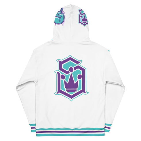 Women’s Graffiti AOP Hoodie – Stykonz Turquoise Script | Hip - Hop Streetwear Hoodie - Stykonz Graffiti Streetwear