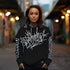 Women’s Graffiti AOP Hoodie – Stykonz White on Black Style Master Tag | Hip - Hop Streetwear Hoodie - Stykonz Graffiti Streetwear