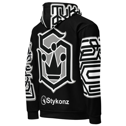 Women’s Graffiti AOP Hoodie – Stykonz White on Black Style Master Tag | Hip - Hop Streetwear Hoodie - Stykonz Graffiti Streetwear