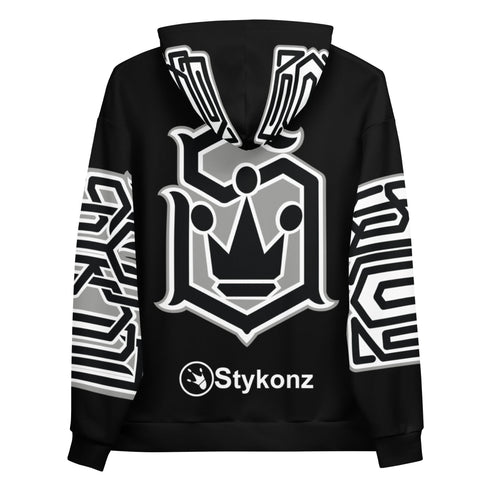 Women’s Graffiti AOP Hoodie – Stykonz White on Black Style Master Tag | Hip - Hop Streetwear Hoodie - Stykonz Graffiti Streetwear