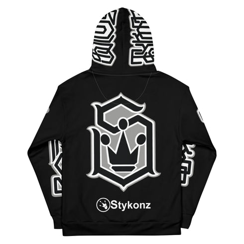 Women’s Graffiti AOP Hoodie – Stykonz White on Black Style Master Tag | Hip - Hop Streetwear Hoodie - Stykonz Graffiti Streetwear