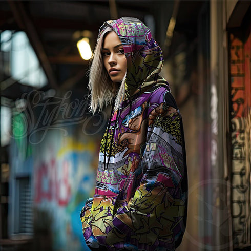 Women’s Graffiti AOP Hoodie – The Train Master NY Wildstyle | Hip - Hop Streetwear Hoodie - Stykonz Graffiti Streetwear