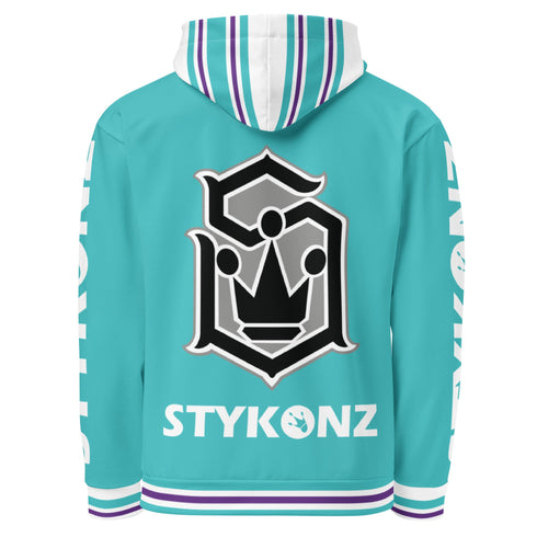 Women’s Graffiti AOP Hoodie – Turquoise S - Kingz Crown Calli - Graff | Hip - Hop Streetwear Hoodie - Stykonz Graffiti Streetwear