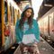 Women’s Graffiti AOP Hoodie – Turquoise S - Kingz Crown Calli - Graff | Hip - Hop Streetwear Hoodie - Stykonz Graffiti Streetwear