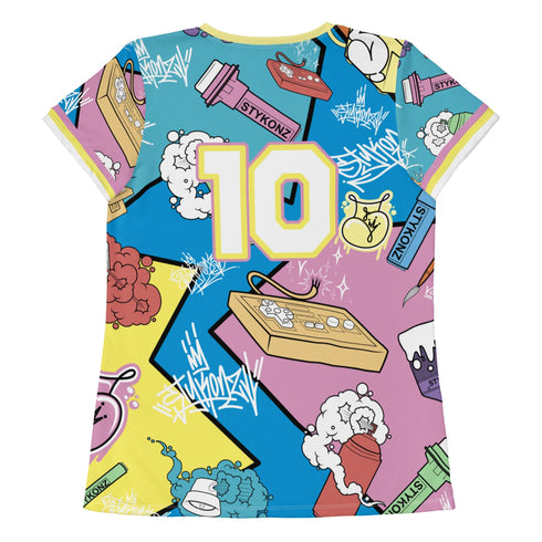 Women's Graffiti Athletic T-shirt feat 90's Elements - Stykonz Graffiti Streetwear