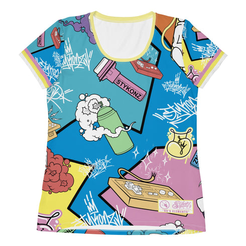 Women's Graffiti Athletic T-shirt feat 90's Elements - Stykonz Graffiti Streetwear