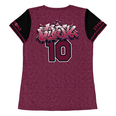 Women's Graffiti Athletic T-shirt feat Black Cherry - Stykonz Graffiti Streetwear