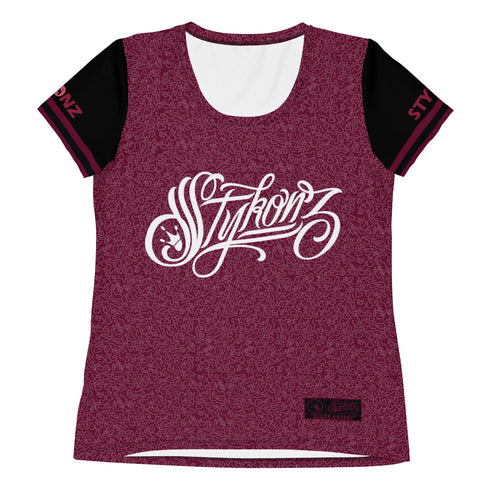 Women's Graffiti Athletic T-shirt feat Black Cherry - Stykonz Graffiti Streetwear