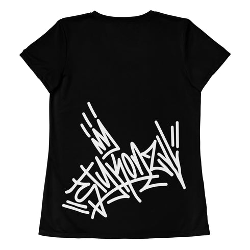 Women's Graffiti Athletic T-shirt feat Black Style Master Tag - Stykonz Graffiti Streetwear